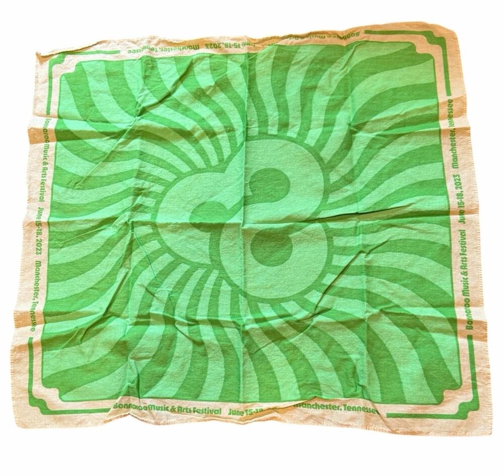 Bonnaroo Music Festival Bandana Scarf Green Retro Hankerchief Festival Merch